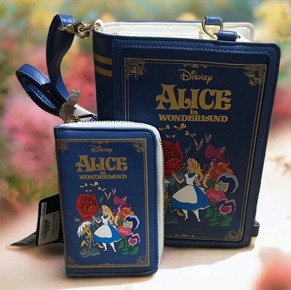Disney Handbags - Loungefly Disney Alice in Wonderland Book Convertible Backpack & Wallet